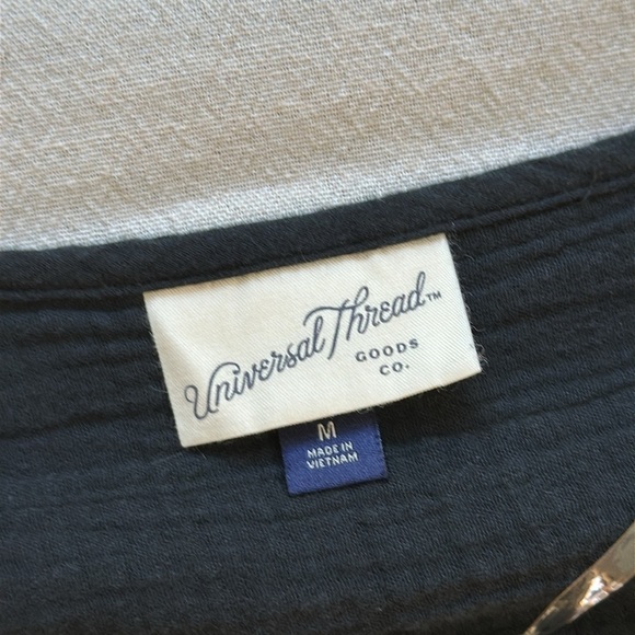 Black gauzy cotton long sleeve dress SZ M - Picture 7 of 10